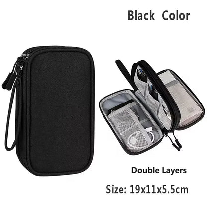 Travel Organizer Electronics Accessories Organizer Portable Waterproof Double Layers Storage Bag for Cable Hard Disk Power Bank