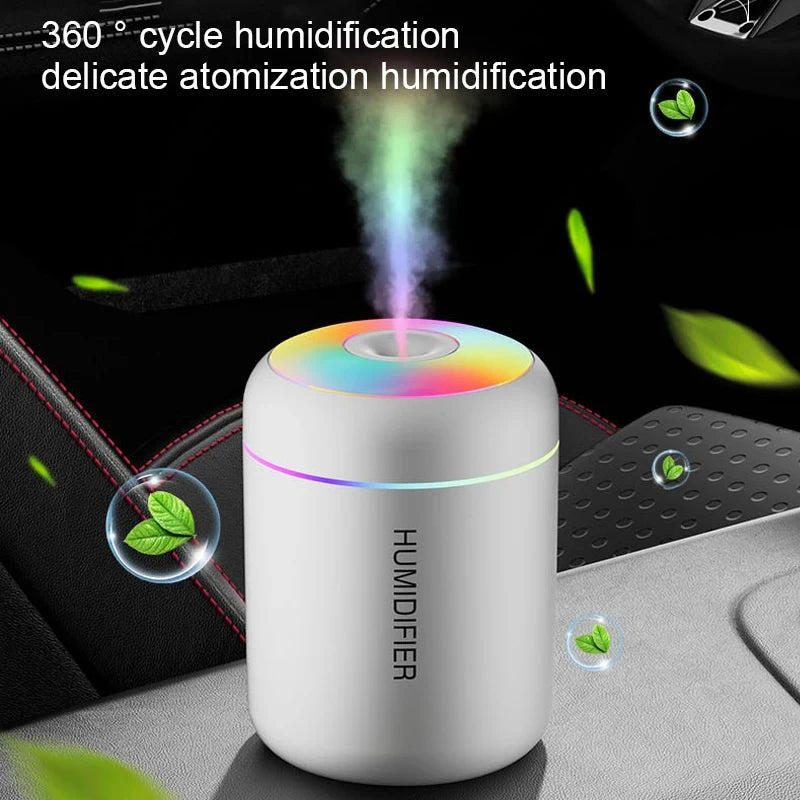 HOMEFISH Mini Air Humidifier USB Aroma Diffuser Essential Oil Purifier Cool Mist Sprayer Home Bedroom LED Desktop Humidifier