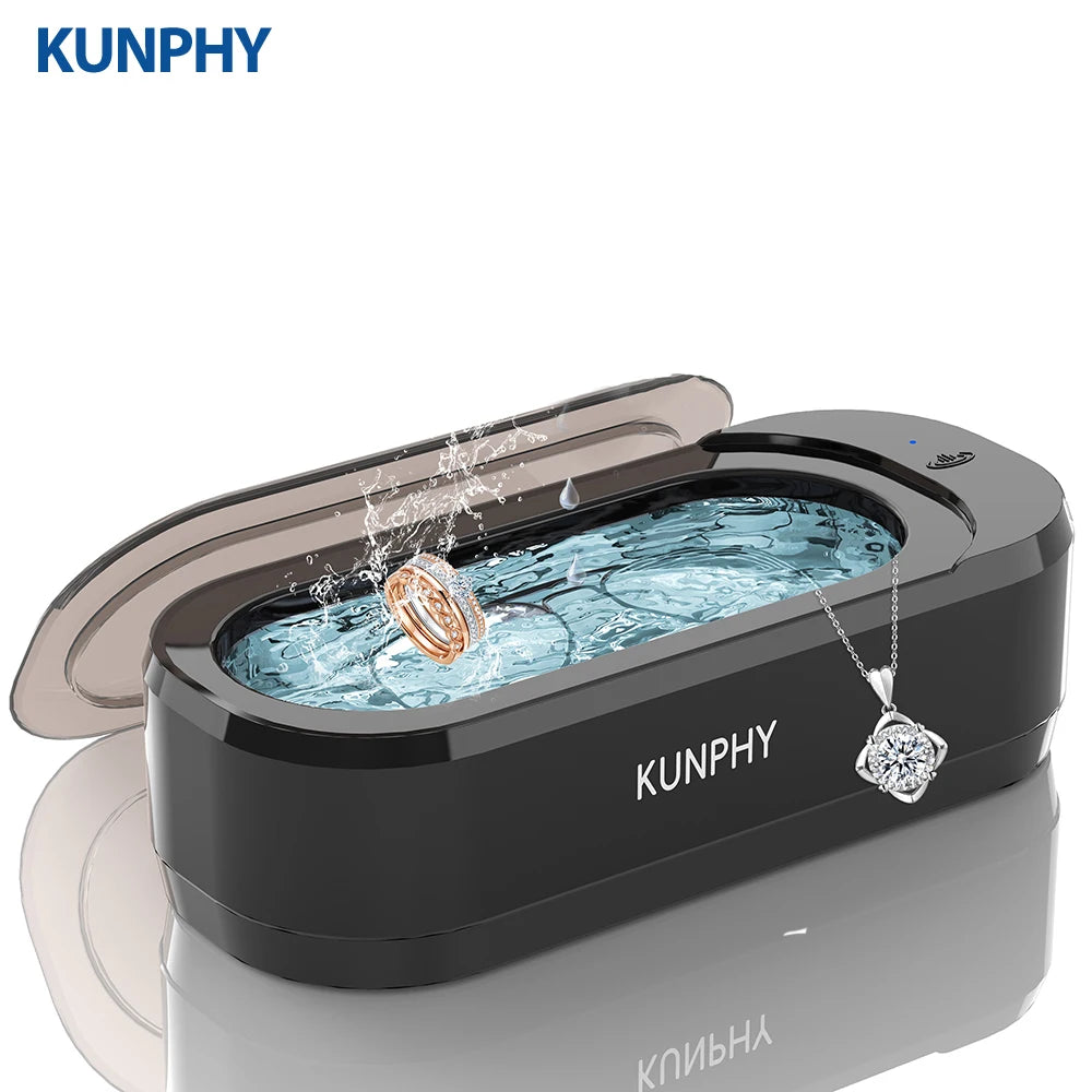 KUNPHY Ultrasonic Jewelry Cleaner 12oz 46KHz Professional Sonic Cleaner with One-Touch Operation for Rings, Glasses