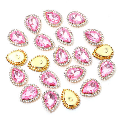 14x18mm, Sunflower Sewing Claw Rhinestones, Crystals Glass Beads, Buttons Stones, Sew On Rhinestone for Clothes, Sewing Accessories