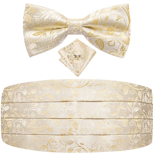 Hi-Tie Silk Mens Cummerbunds, Vintage Formal Jacquard Pailey Bowtie Hanky Cufflinks Cummerbund Belt Corset For Male Wedding Prom