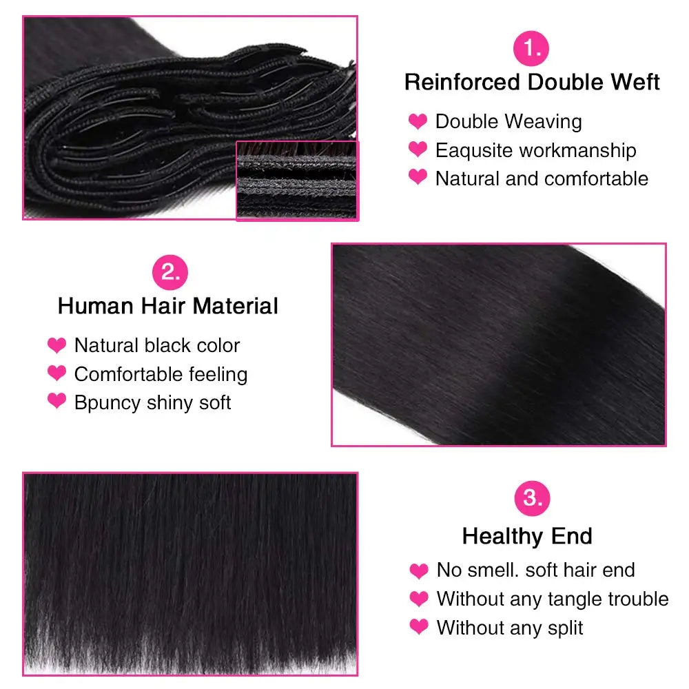 Clip In Hair Extensions Real Human Hair Color #4 Chocolate Brown Clip In Hair Extensions 8pcs Hair Natural Black Color 26 Inches
