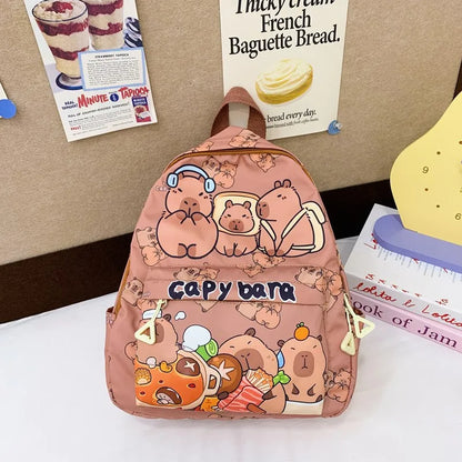 Cute Large Capacity Capybara Backpack, Cartoon Breathable Student Schoolbag, Nylon Ultra-light Book Bag, Back to school Girl