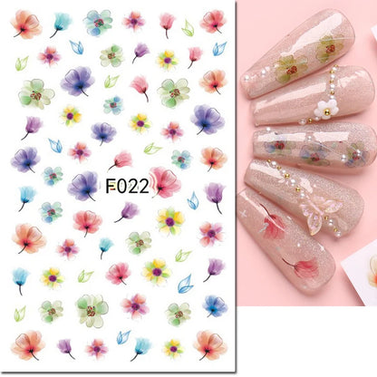 3d Nail Art Decals Tropical Palm Leaves Flowers Laces Faces Adhesive Sliders Nail Stickers Decoration For Nail Manicure