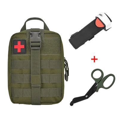First Aid Kit Tourniquet Molle Survival Set Pouch Nursing Holder Scissors Bag Outdoor Equipment