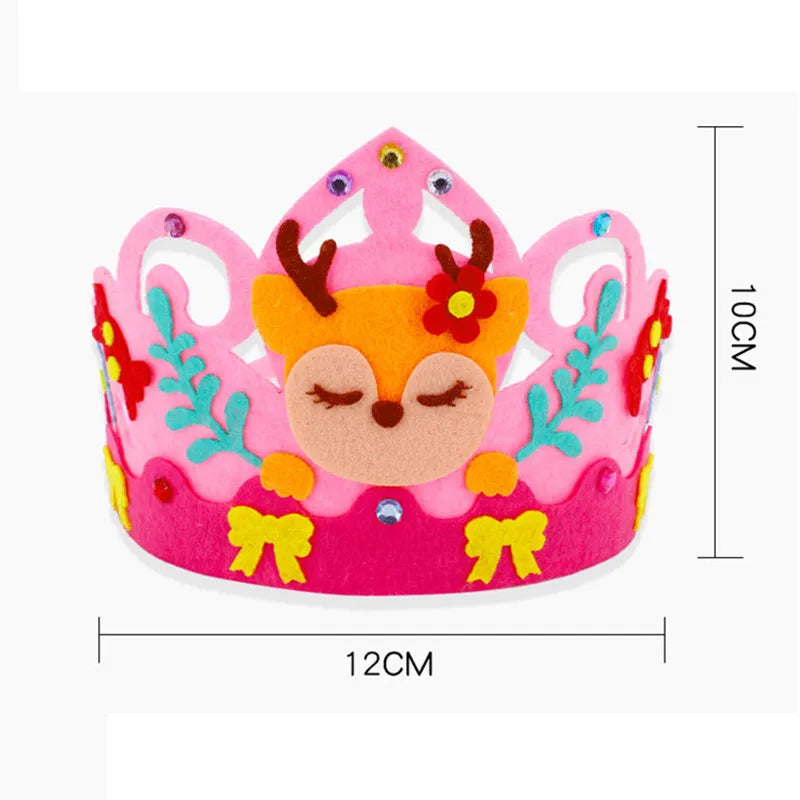 4 Pcs Creative DIY Handmade Toys Crown Hat Princess Tiara Cartoon Kindergarten Educational Art Craft EVA Paper Kids Party Gifts