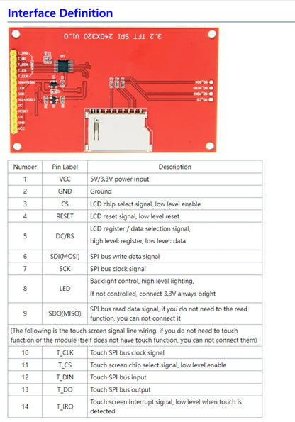 2.2 /2.4/2.8/3.2/3.5/4.0 Inch SPI TFT LCD Touch Panel Serial Port Module,  ILI9341  240x320 Serial LED Display