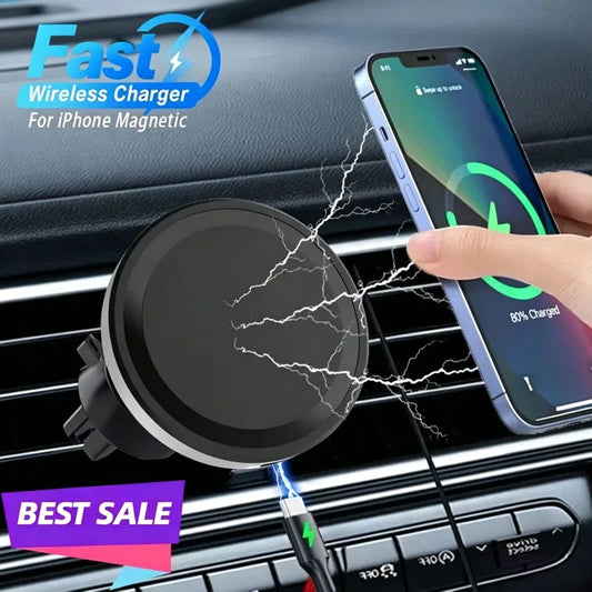 For MagSafe Car Wireless Charger 30W - Air Vent Clip Phone Holder - Stable Grip For iPhone 13-17 Pro Max & Fast Charging Stand