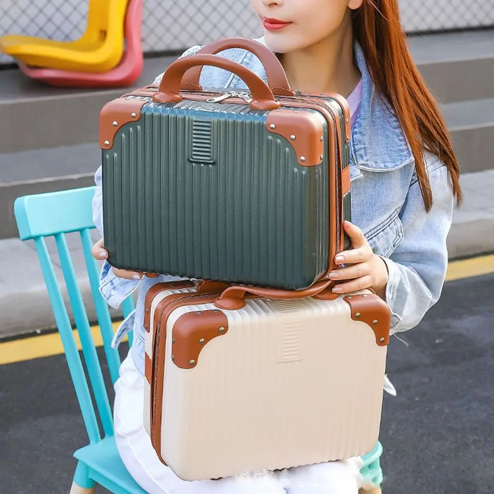 14-inch Lightweight Mini Travel Suitcase Cosmetic Box Waterproof Hand Luggage Organizer Makeup Case Portable Small Boarding Case