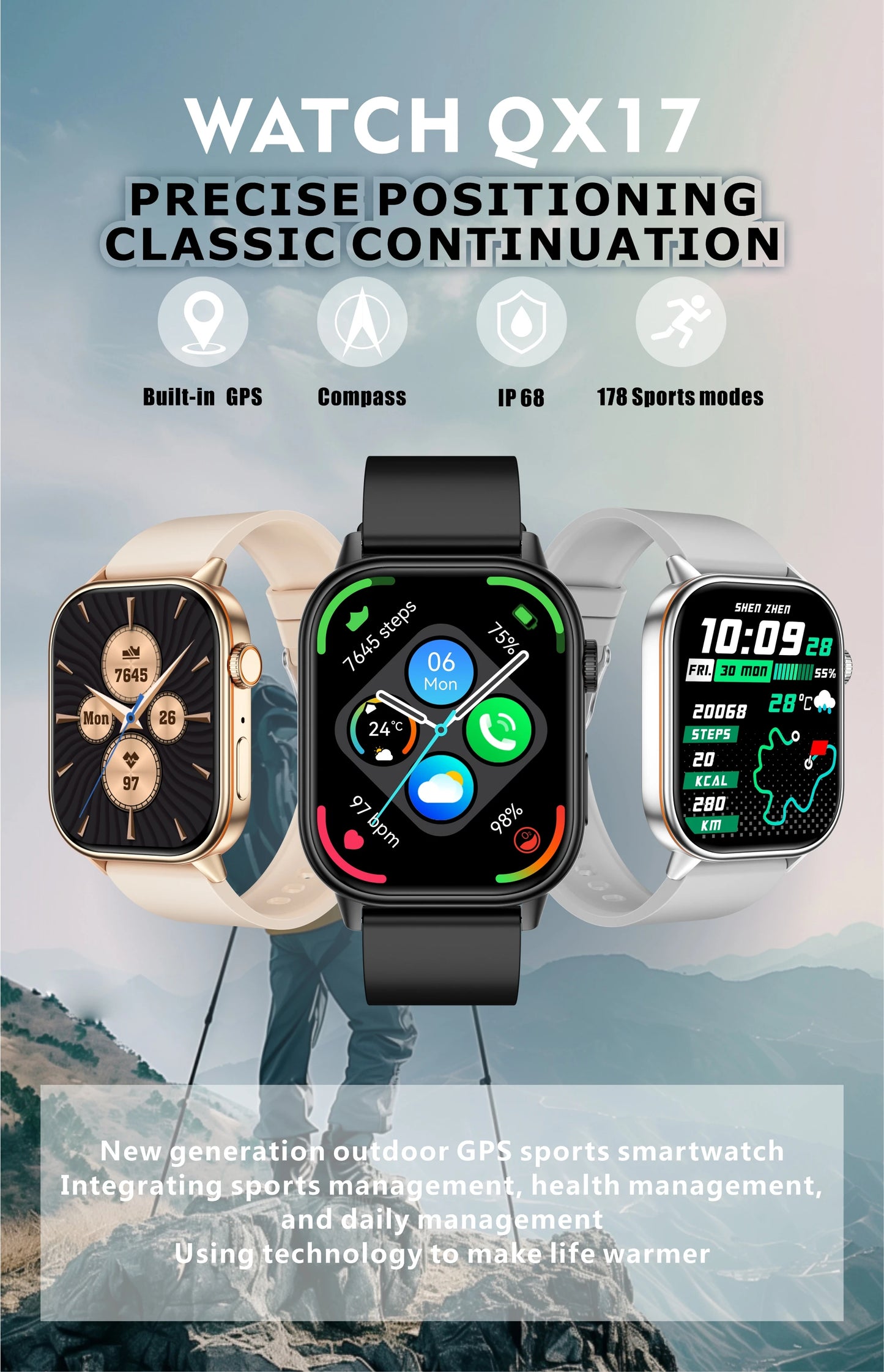 NEW Fashion Built-in 6 Stars GPS Position Smart Watch, Women 2.01'' AMOLED HD Screen IP68 Waterproof Sport  Bracelets For Ladies