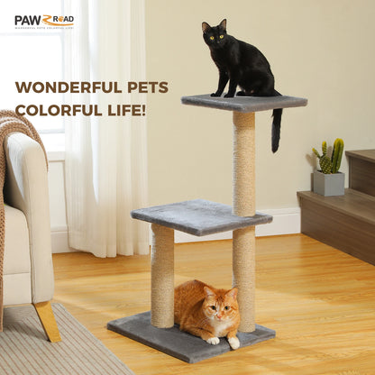 Cat tree, Cat Tower for Indoor Cats, 2 Styles Cat Activity Tree with Cat Scratching Posts, Big Hammock and Removable Top Perch Grey
