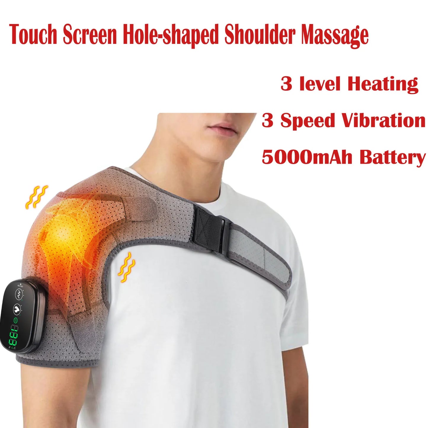 3-in-1 Heated Vibration Massager for Knee, Shoulder, and Elbow - 3 Heat Levels, 3 Vibration Modes, Non-Slip Wrap Design