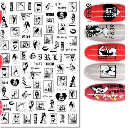 3d Nail Art Decals Tropical Palm Leaves Flowers Laces Faces Adhesive Sliders Nail Stickers Decoration For Nail Manicure