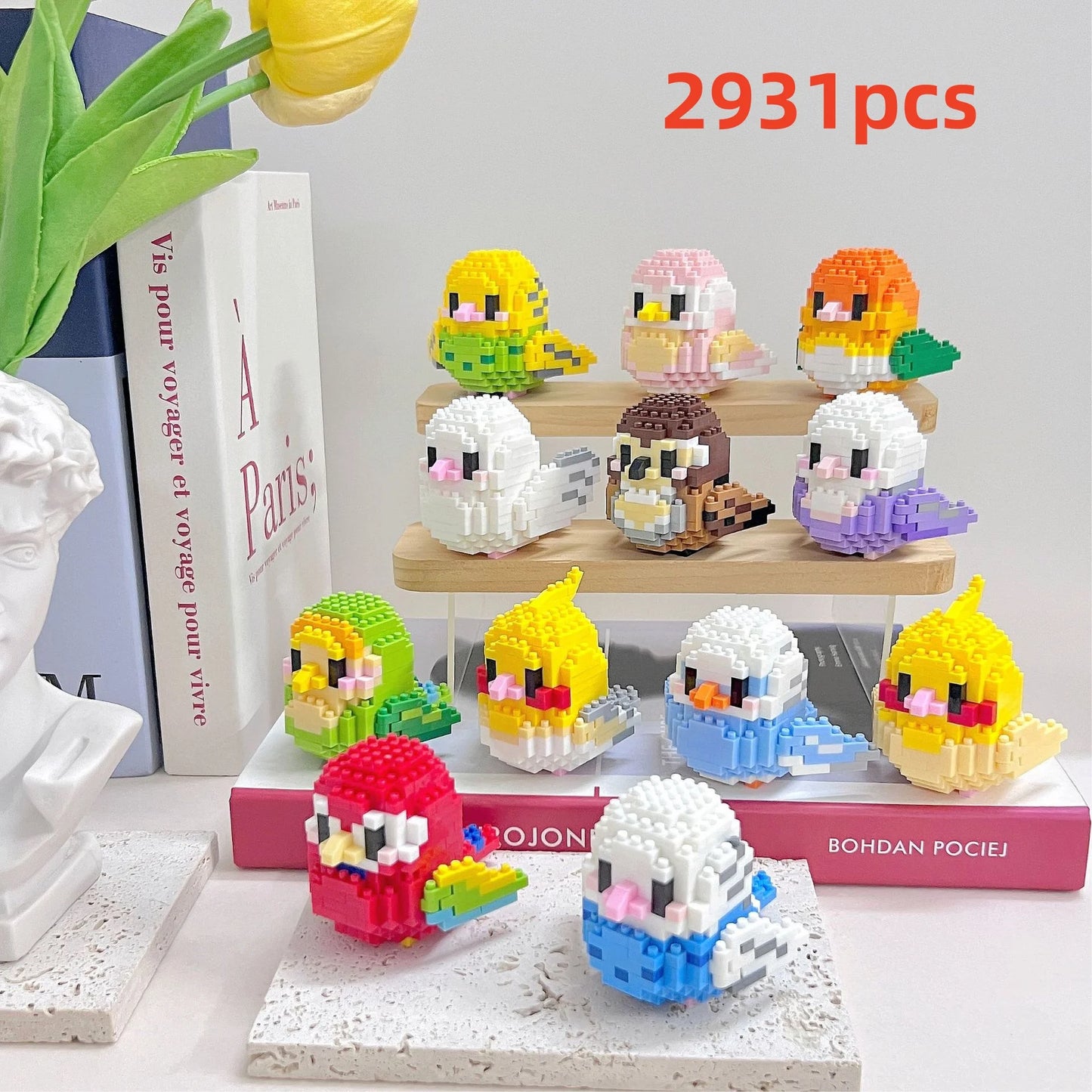 Cute bird puzzle small building block set, creative educational building toys suitable for boys and girls, toys suitable for dec