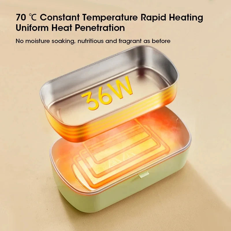 Electric Lunch Box Portable Food Warmer Water-Free Bento Box Stainless Steel Food Warmer Office Food Lunch Box Electric Heater