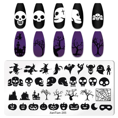 RJ Halloween Nail Stamping Plates, Beautiful zombie Festival Pattern Nail Art Image Plates, Stainless Steel Nail Art Plate Stencil