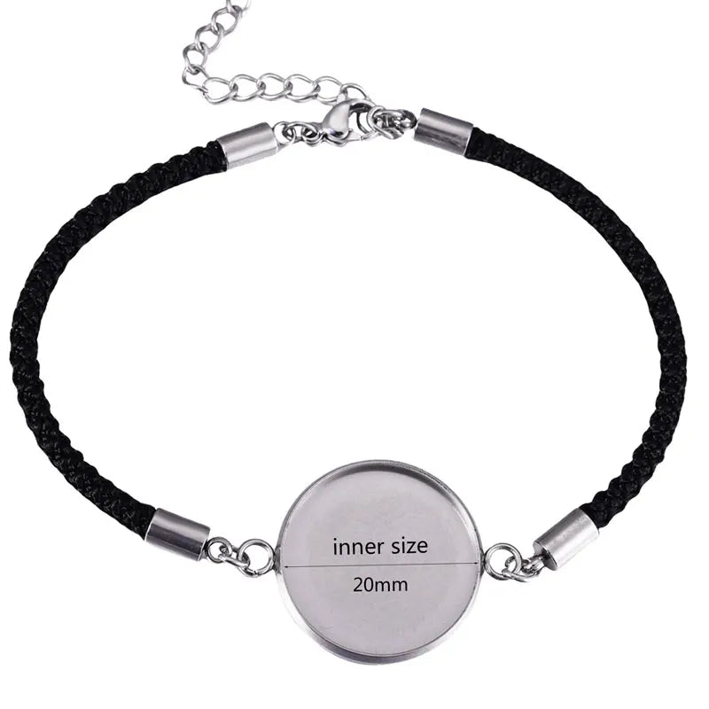 4Pcs/lot, Stainless Steel Cabochon Bracelet Base, 20mm Cameo Settings Bracelets, Bezel Blanks, DIY Jewelry Making Bracelet Findings