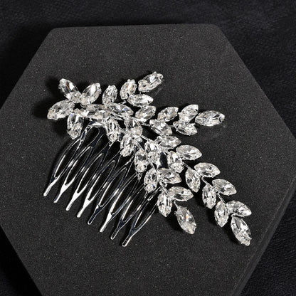 Crystal Pearl Hair Comb Clip Pin Alloy Leaf Hair Comb Handmade Headband Tiara For Women Bride Wedding Hair Accessories Jewelry