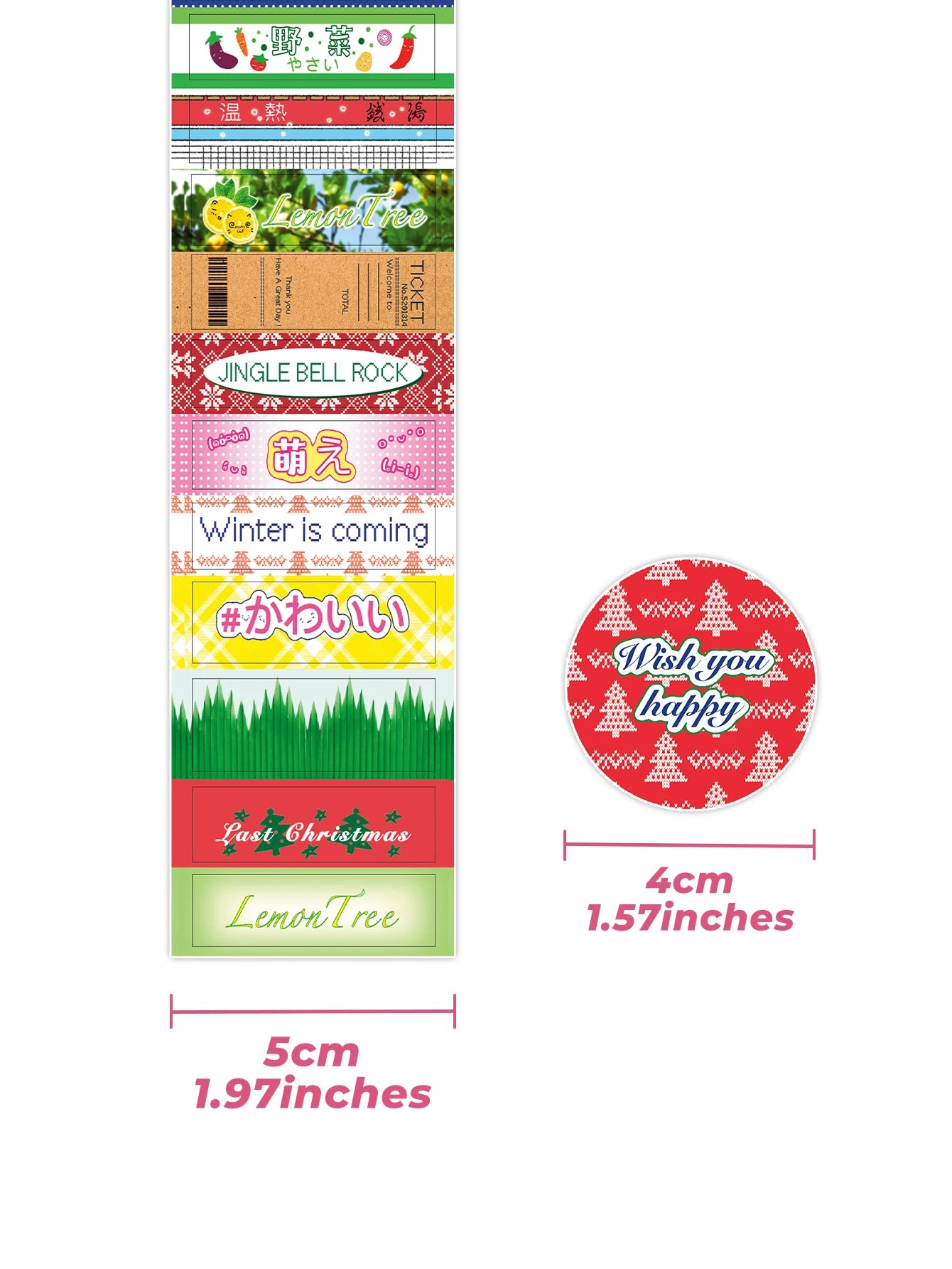 Vintage PET Sticker Tapes, Four-leaf Clover Deco Stickers for Scrapbooking, Cute Washi Tape for Diy Arts Crafts Album