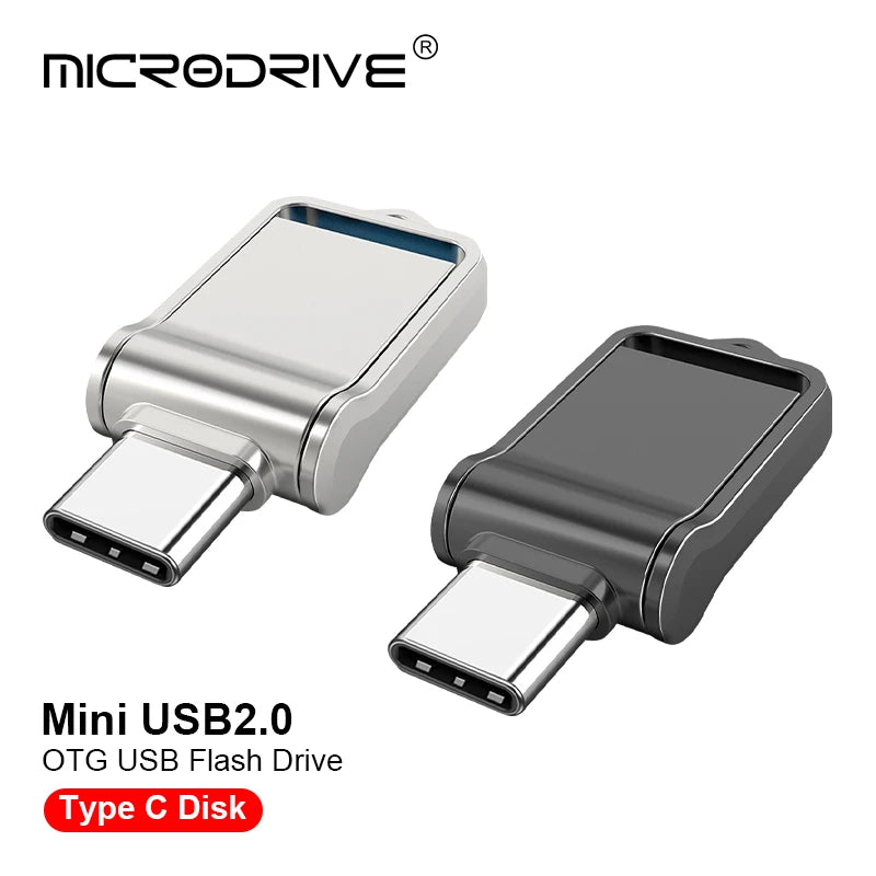 Mini Metal OTG Type C Pen Drive Usb Memory Stick 16GB 32GB 8GB usb flash card 128GB 256G 512G type-C Pendrive free shipping