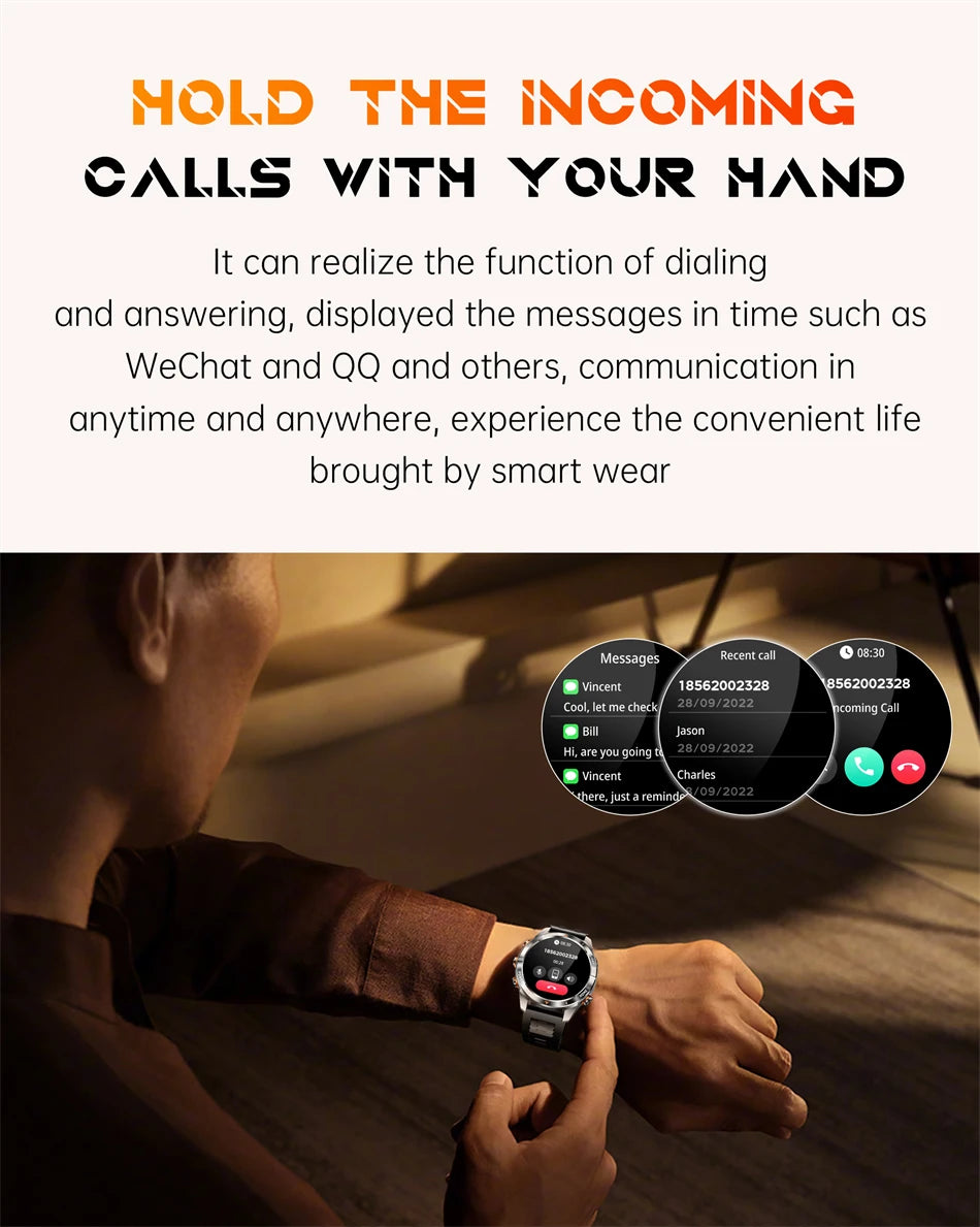 New Outdoor Sport Smart Watch, For Men, 1.46" AMOLED Screen LED, Flashlight, 515mAh Battery, 10ATM Waterproof, Bluetooth Call Smartwatch