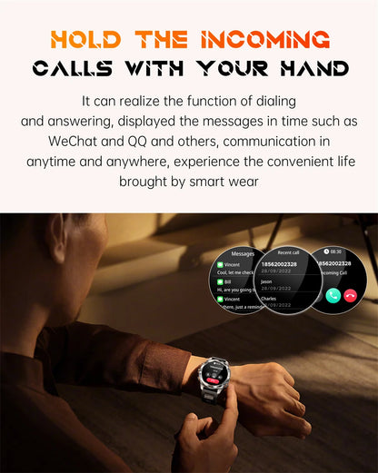 New Outdoor Sport Smart Watch, For Men, 1.46" AMOLED Screen LED, Flashlight, 515mAh Battery, 10ATM Waterproof, Bluetooth Call Smartwatch