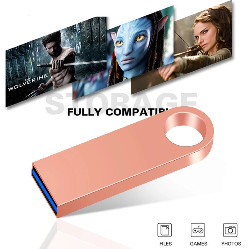 Hot Sale Metal Key Chain 3.0 USB Flash Drive 128GB Pen Drive 8GB 16GB 32GB 64GB Memory U Stick 3. 0 High Speed Pendrive