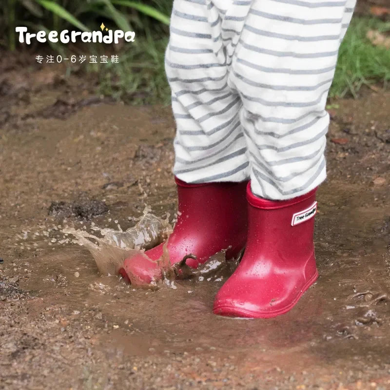 Kids Rain Boots Girls Boys Rainboots Anti-Slip Children Baby Rain Shoes PVC Waterproof Mid-Calf Water Shoes Soft Rubber