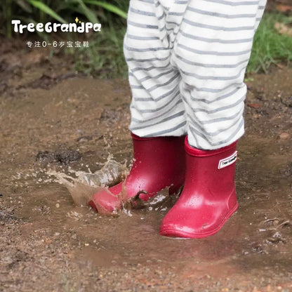 Kids Rain Boots Girls Boys Rainboots Anti-Slip Children Baby Rain Shoes PVC Waterproof Mid-Calf Water Shoes Soft Rubber