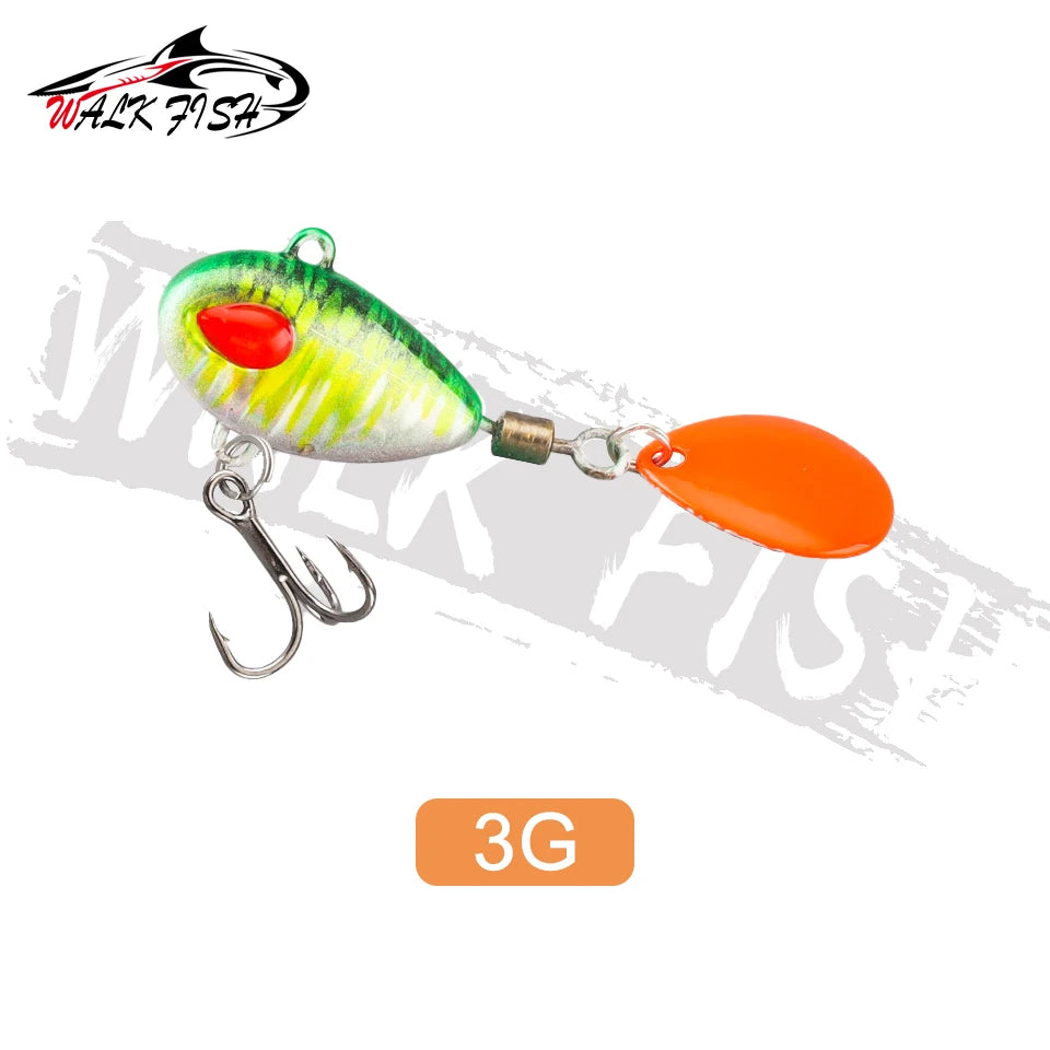 WALK FISH Sinking 3g-21g VIB Lure Spoon Spinner Fishing Bait Wobblers Metal Jig Rotating Sequin Tail Far Casting For Sea Bass