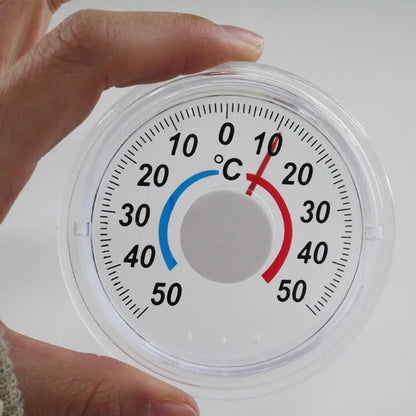 Round Plastic Outdoor Indoor Door Window Thermometer with Pointer - Humidity Temperature Measurement Tool Hygrometer Home Garden