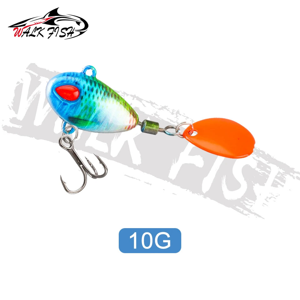 WALK FISH Sinking 3g-21g VIB Lure Spoon Spinner Fishing Bait Wobblers Metal Jig Rotating Sequin Tail Far Casting For Sea Bass
