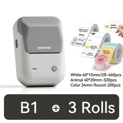 NIIMBOT B1 Portable Thermal Printer With Tapes 2 Inch Adhesive Label Printer Mini Bluetooth Sticker Maker Support Smartphones PC