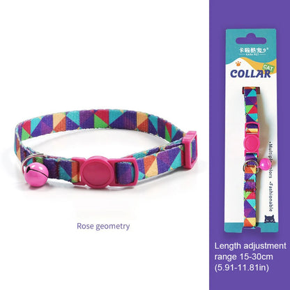 Cute Cat Weaving Necklace with Small Bell Design, Anti-Suffocation Cat Collar Adjustable 15-30cm Comfortable Soft nylon material