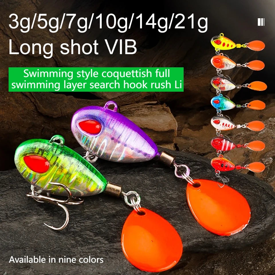 WALK FISH Sinking 3g-21g VIB Lure Spoon Spinner Fishing Bait Wobblers Metal Jig Rotating Sequin Tail Far Casting For Sea Bass