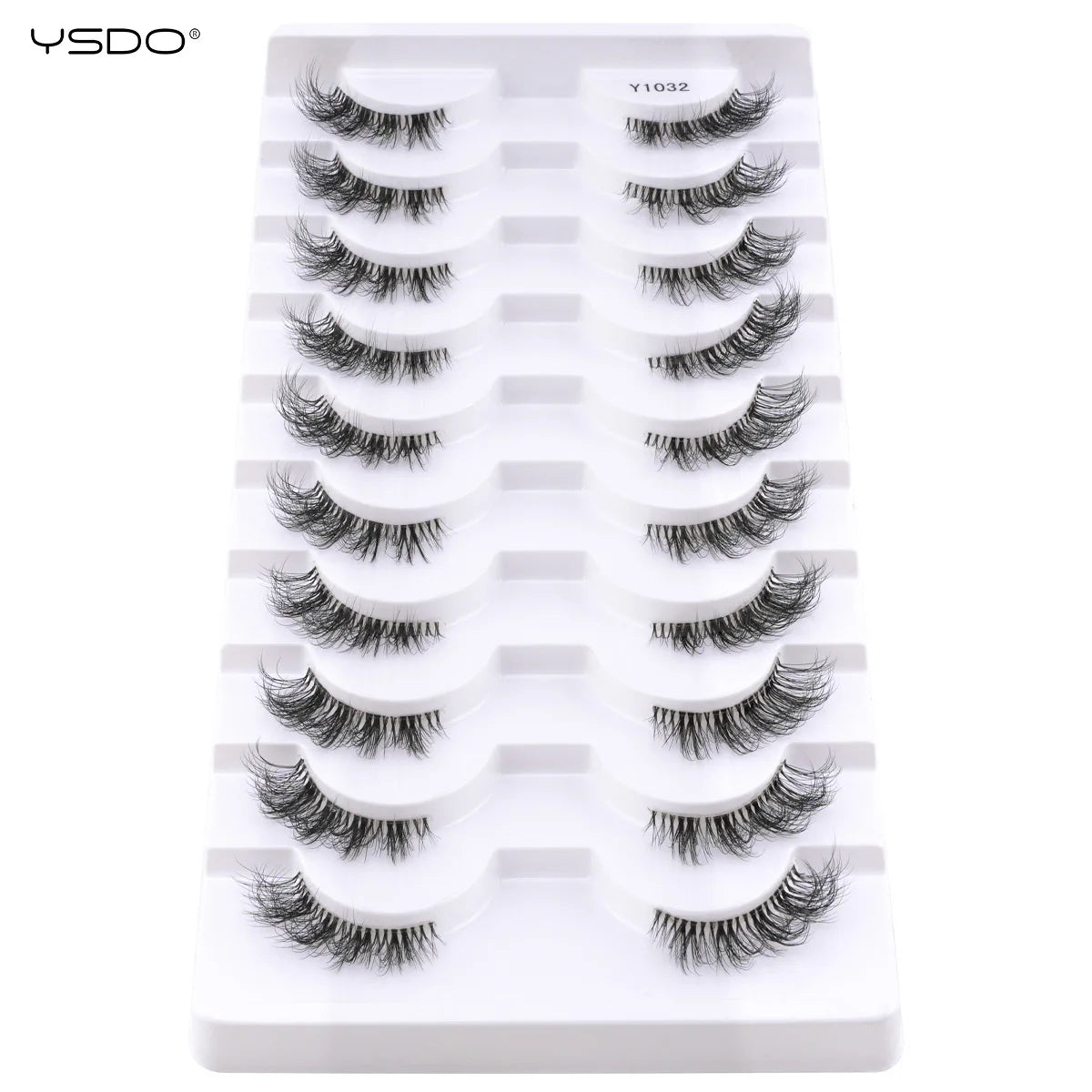 YSDO 5/10 Pairs Half Lashes Cat Eyelashes Soft Natural Clear Band False Lashes Natural Wispy Faux 3d Mink Eyelashes Makeup Tools
