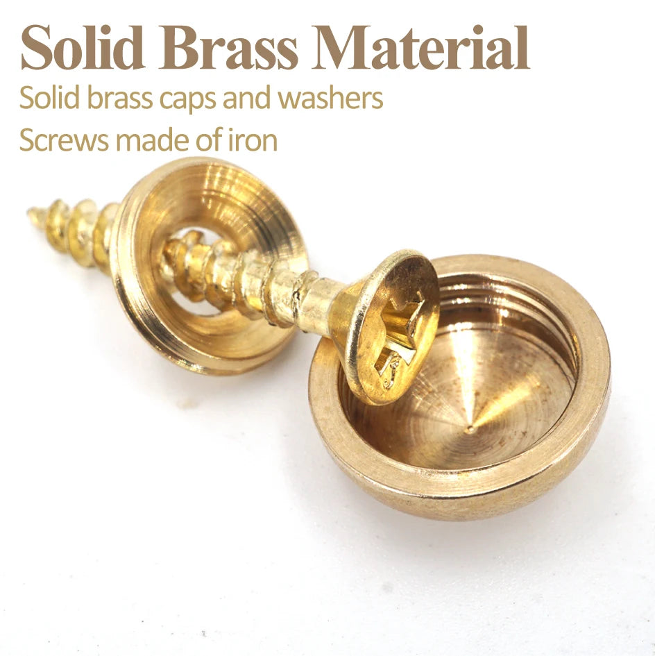 8Sets, Brass Decorative Nail, Mirror Advertising Board Cap Cover Self-tapping Screw, 9mm/12mm/13mm/15mm