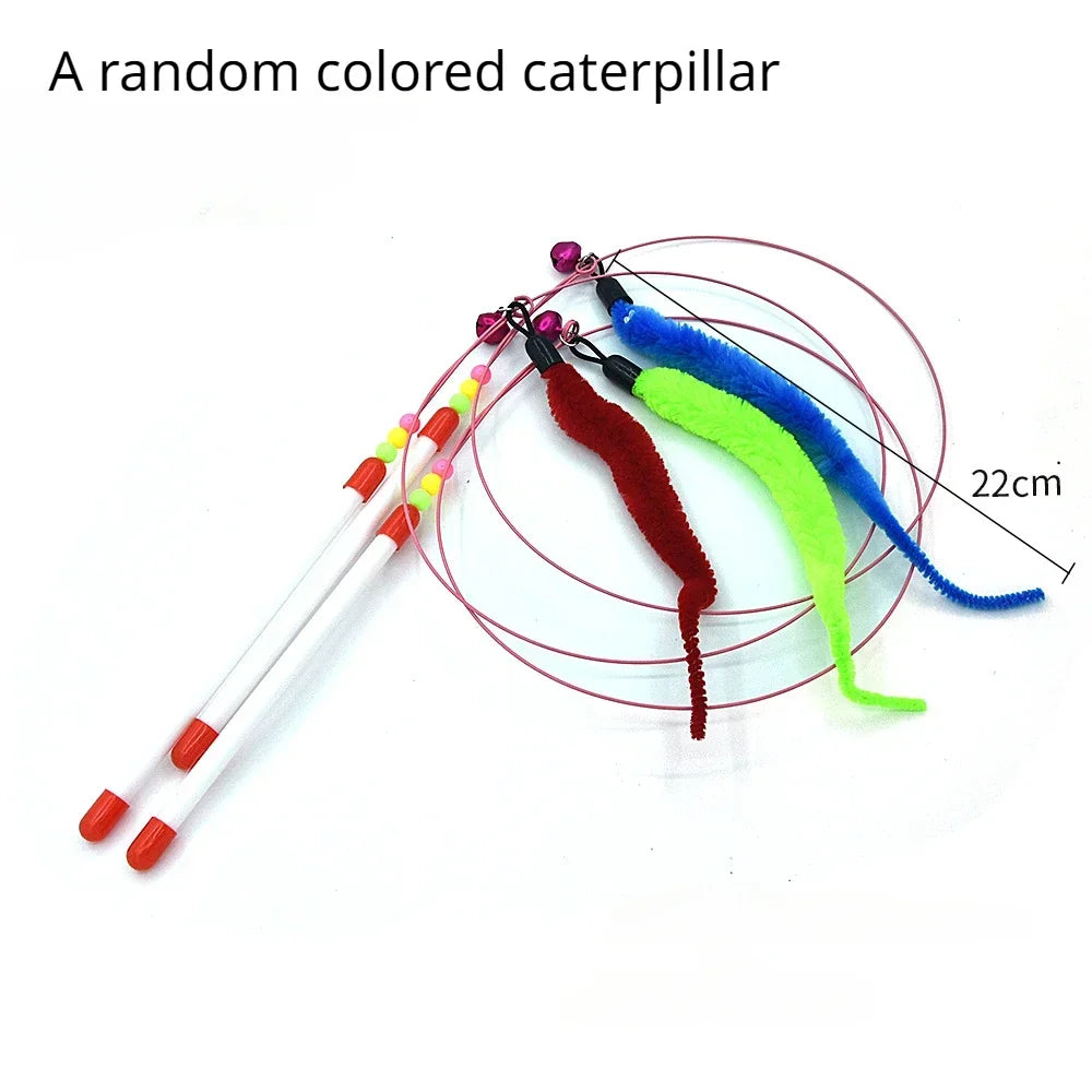 Interactive Cat Toy Hands-Free Cat Stick Playing Kitten Playing Teaser Wand Toy Suction Cup Bird/Feather Cat Wand Pet Supplies