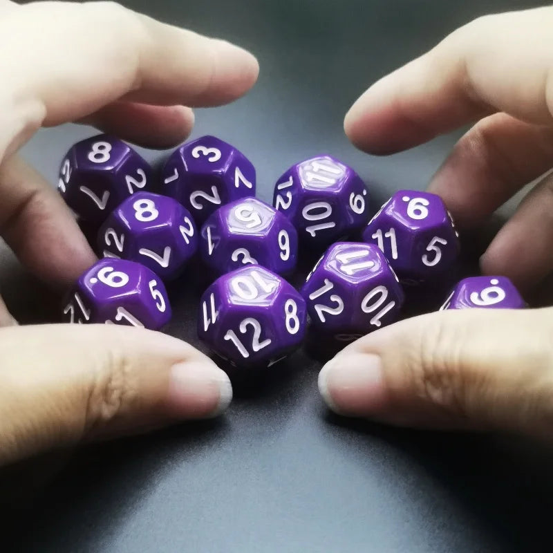 D12 12 Faces DND Dice Transparent Acrylic 12 Side Dice Set Polyhedral TRPG, Mtg, Rpg, Dice for DND or COC Game, 10PCs per Set