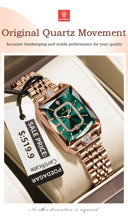 Luxury Watch For Woman, Waterproof Calendar High Quality Ladies Watch, Stainless Steel Quartz Women's Watches With Elegant Box, POEDAGAR