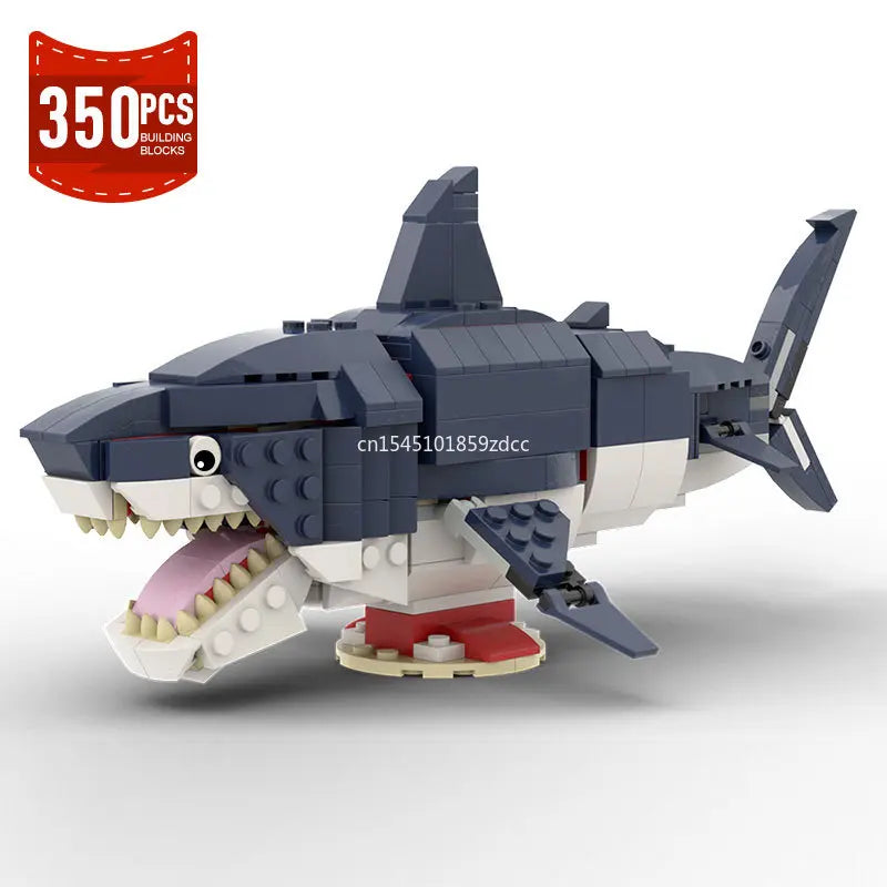MOC Marine Animals Shark Whale Megalodon Building Blocks Set Deep Sea Rescue Fish Bricks Educational Assembly Model Toys Gifts
