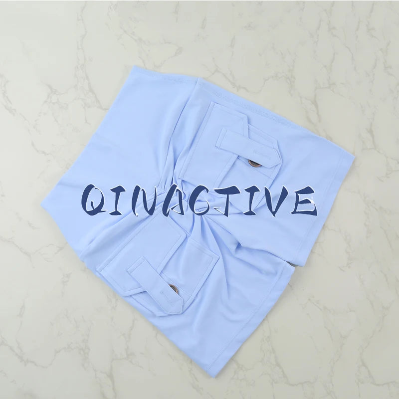 Pantalones Cortos de Yoga QINACTIVE para Mujer con Bolsillos, Fruncidos en los Glúteos, Mallas de Gimnasio de Cintura Alta con Efecto Push Up, Pantalones Cortos Deportivos Sexy para Glúteos, Fitness