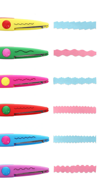 Mr.paper 6 Styles Minimalistic Lace Scissors Wavy Pattern Small Round Head Children Special Student Art Tool Stationery Scissor