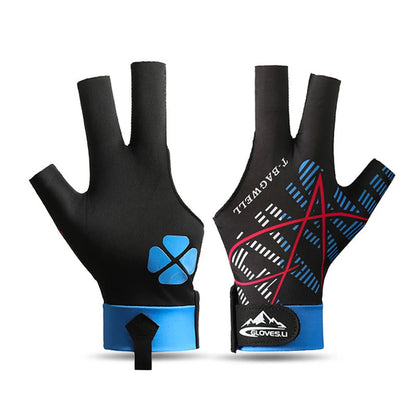 1pc Left Hand Billiards Glove Three Finger Snooker Billiard Glove Non Slip Stickers Elasticity Billiard Training Gloves