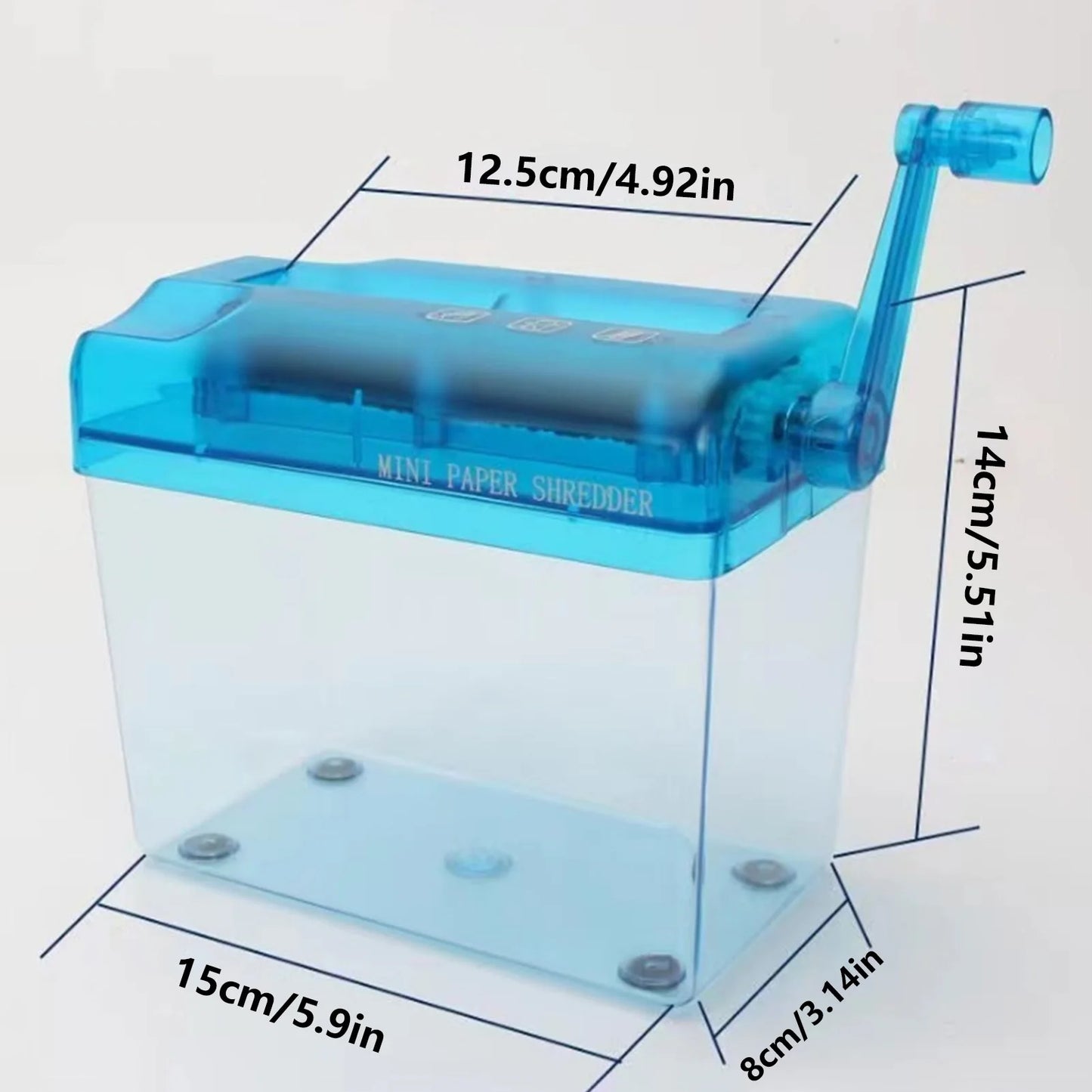Portable Manual Paper Shredder Easy to Use with Transparent Plastic Window Bin Suitable for Home Office Shelf