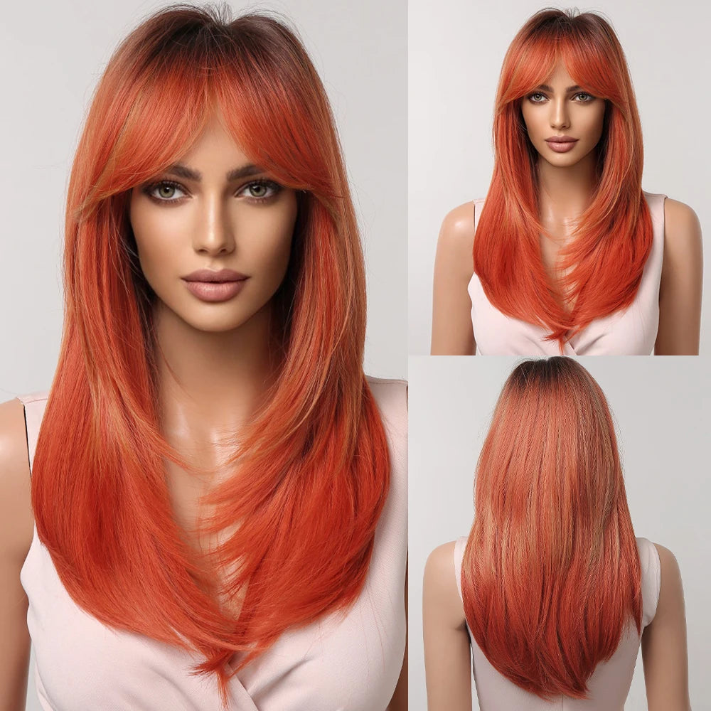 CharmSource Blonde Long Hair Natural Straight Wig, Synthetic Wigs  for Women Daily Party High Density