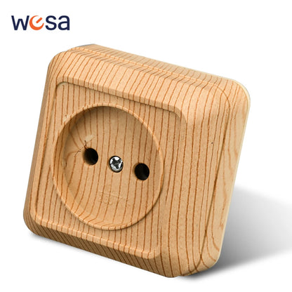 Wood Paint Wall Surface 2 Sockets Plugs EU Exterior Electrical Outlets With Ground Outdoor Power Socket Flame Retardant Plastic