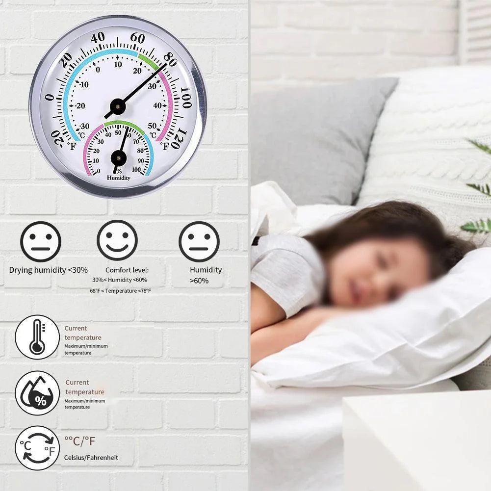 2.28" Thermometer Hygrometer Wall Hung Temperature Humidity Meter Gauge Indoor Outdoor Sauna Room Temperature Humidity Tester