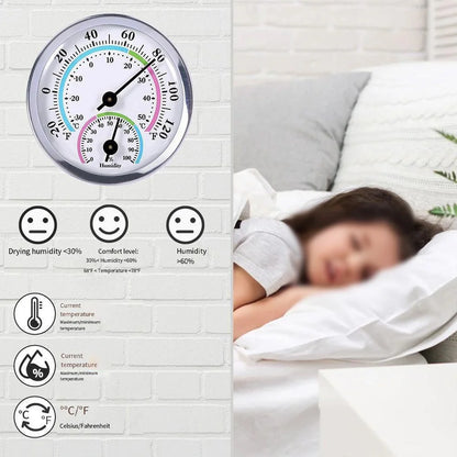 2.28" Thermometer Hygrometer Wall Hung Temperature Humidity Meter Gauge Indoor Outdoor Sauna Room Temperature Humidity Tester