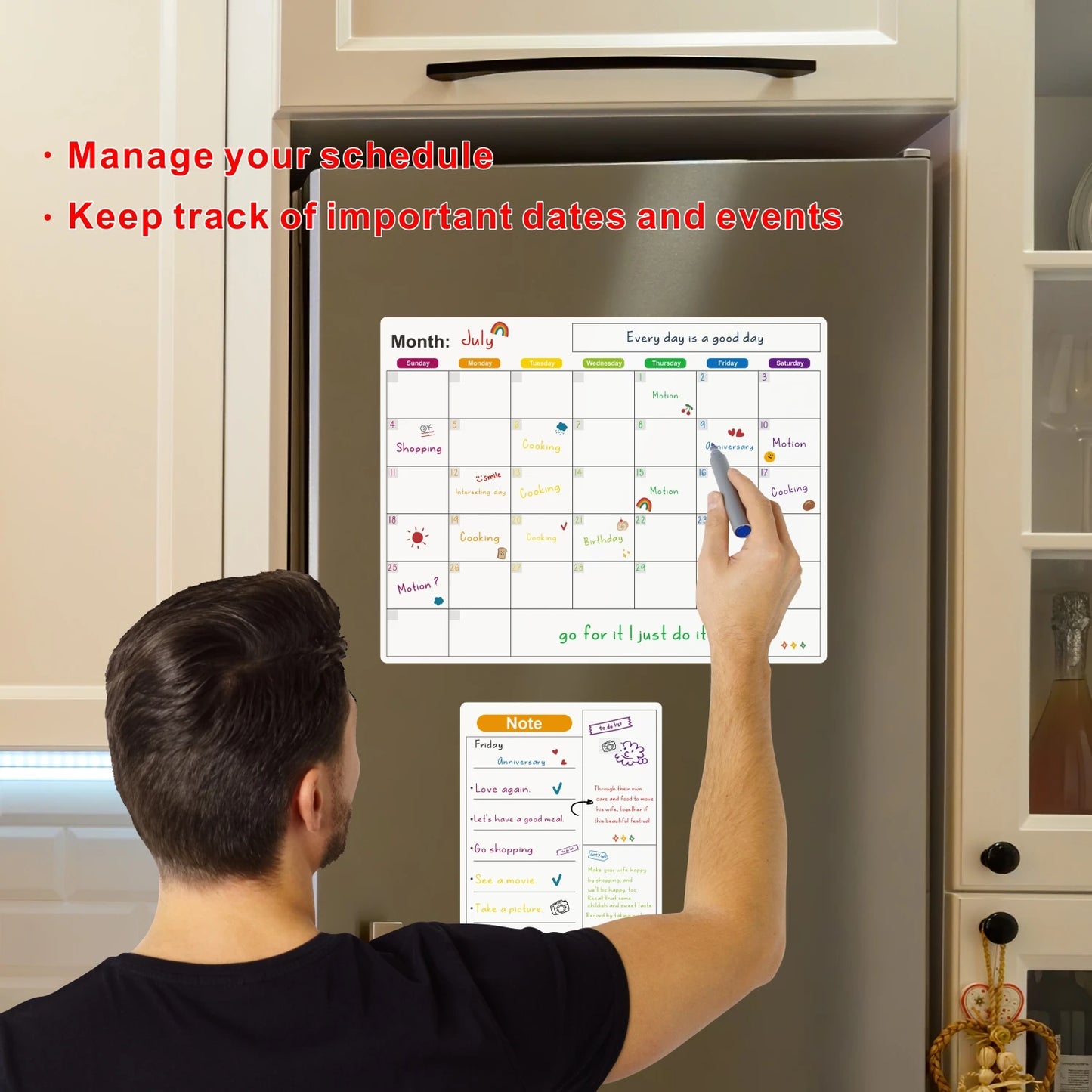 Magnetic Calendar For Fridge Monthly Weekly Planner Calendar Table Dry Erase Whiteboard Fridge Sticker Message Board Menu